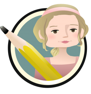 Avatar personalizado ilustrado, en dibujo de vector y delante lleva de herramienta un lápiz.